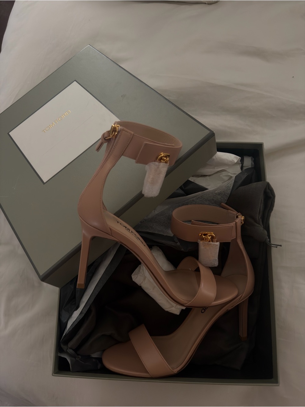 Tom Ford Blush Nude Leather Ankle-Strap Stiletto Sandals